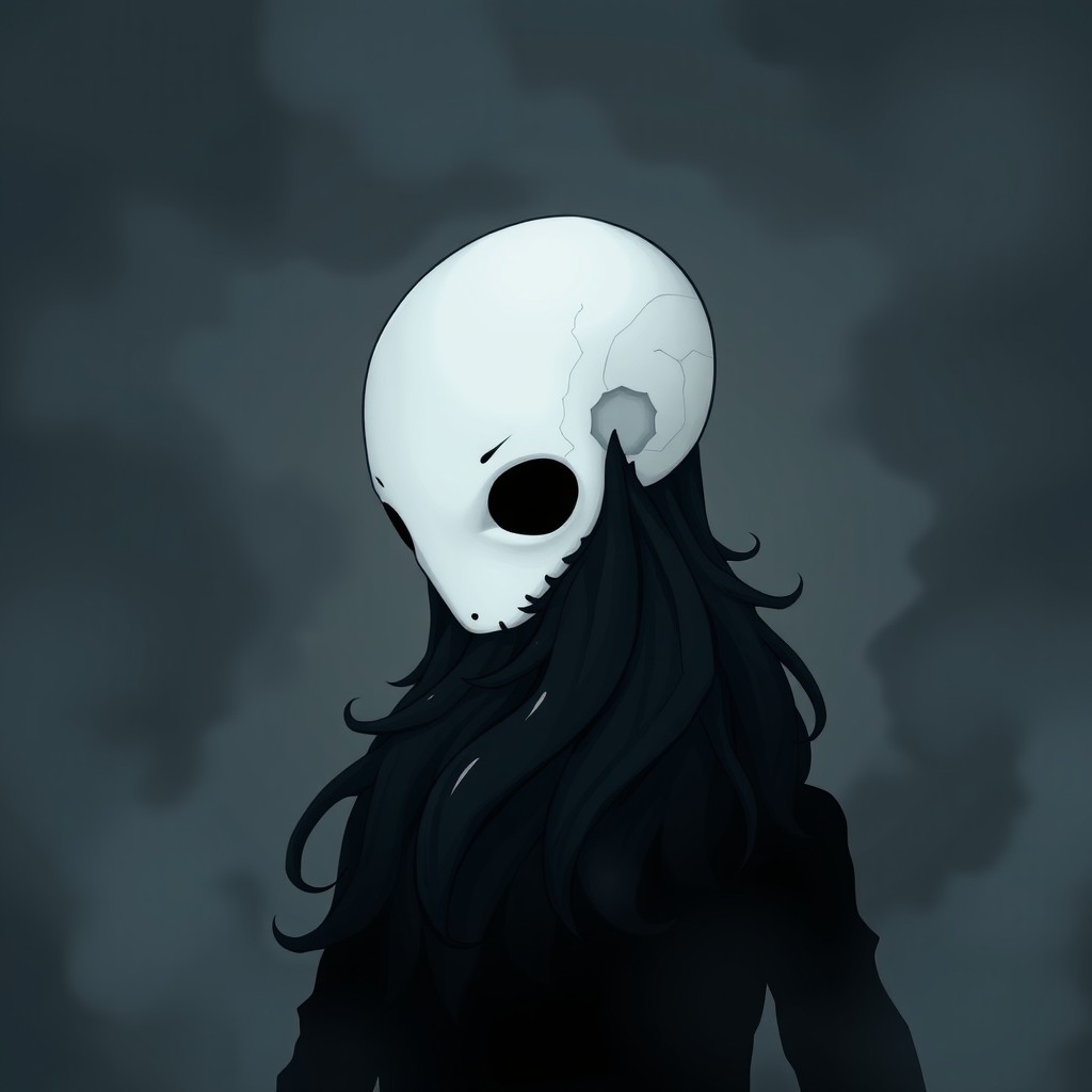 A pale white bald man possessing a dark black and gray beard, rendered in the enchanting art style of Hollow Knight