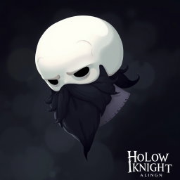 A pale white bald man with a dark black and gray beard, depicted in the unique art style of Hollow Knight