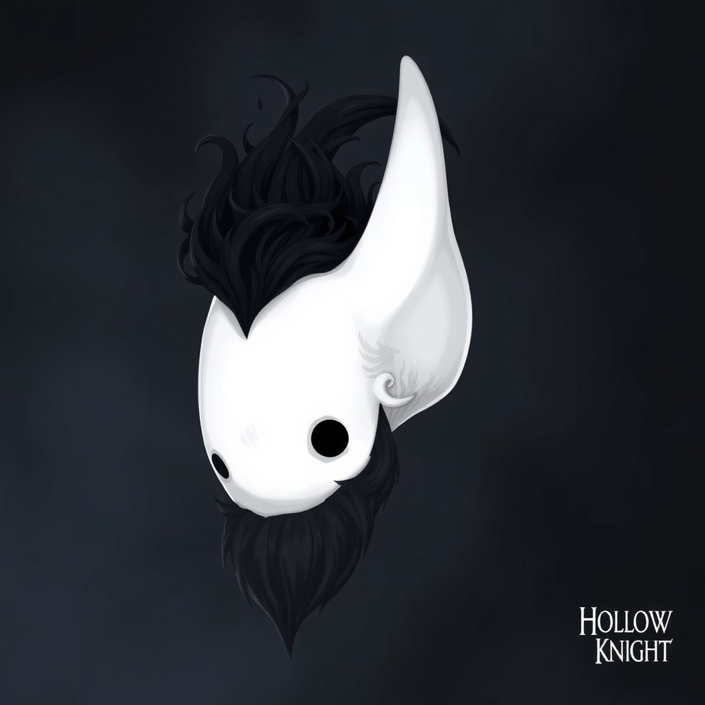 A pale white bald man with a dark black and gray beard, illustrated in the captivating art style of Hollow Knight
