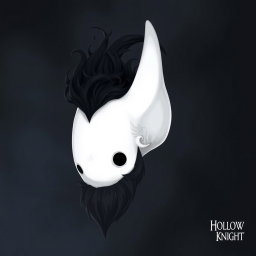 A pale white bald man with a dark black and gray beard, illustrated in the captivating art style of Hollow Knight