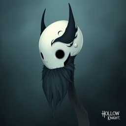 A pale white bald man with a dark black and gray beard, illustrated in the captivating art style of Hollow Knight