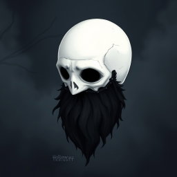 A pale white bald man with a dark black and gray beard, illustrated in the signature style of Hollow Knight