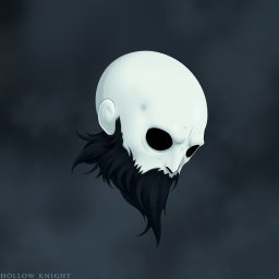 A pale white bald man with a dark black and gray beard, illustrated in the signature style of Hollow Knight