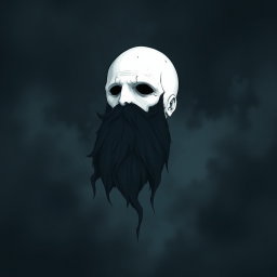 A pale white bald man with a dark black and gray beard, illustrated in the signature style of Hollow Knight