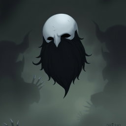 A pale white bald man with a dark black and gray beard, illustrated in the distinctive art style of Hollow Knight