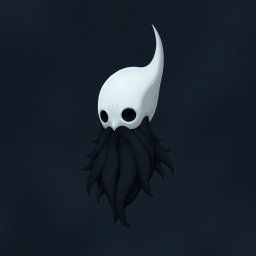 A pale white bald man with a dark black and gray beard, illustrated in the distinctive art style of Hollow Knight