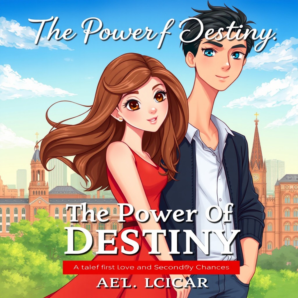 A beautifully illustrated cover for a romance novel titled 'The Power Of Destiny: A Tale of First Love and Second Chances' by author Liciar