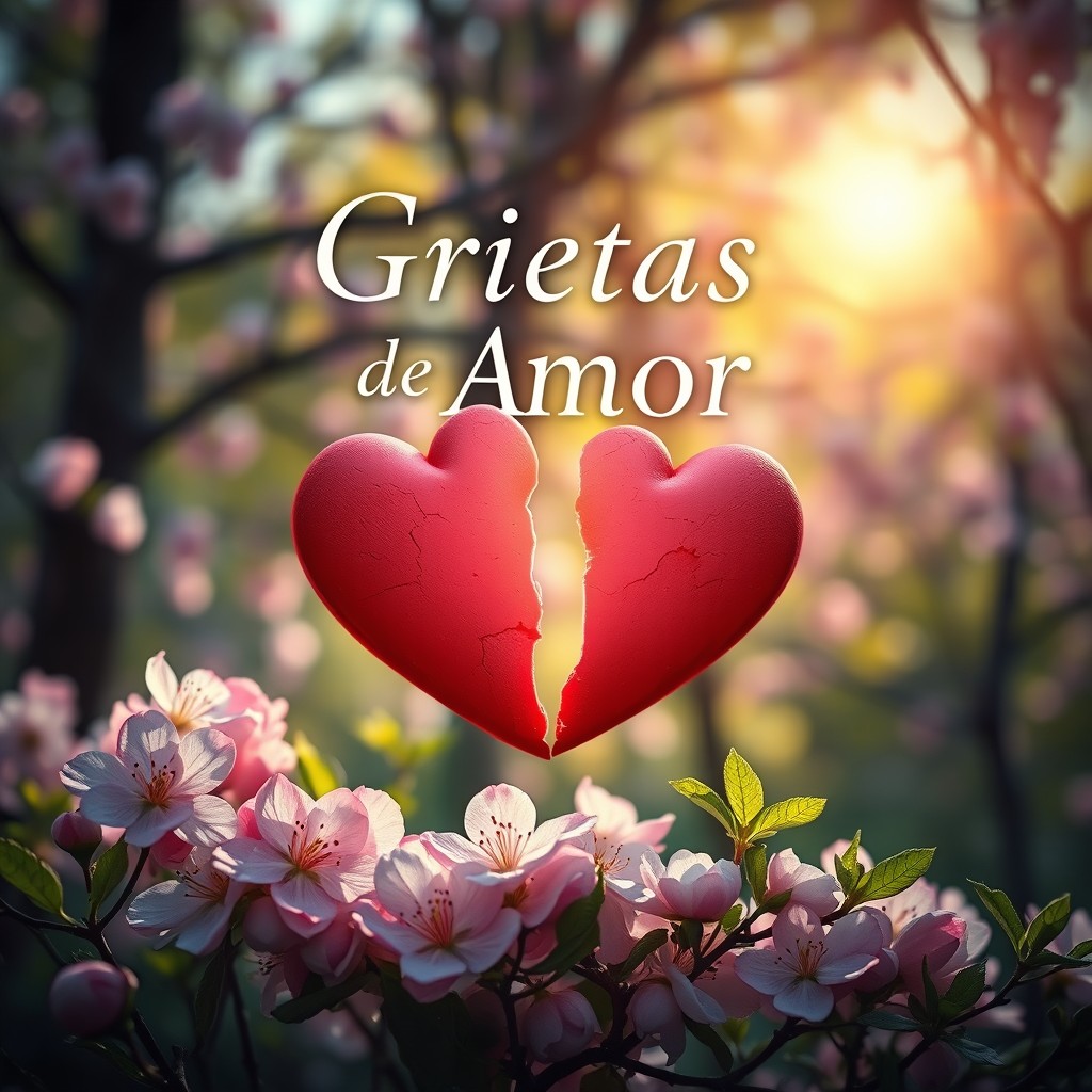 A captivating book cover for a novel titled 'Grietas de Amor'