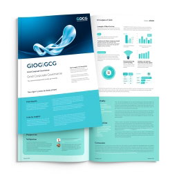 A sleek and modern report on Good Corporate Governance (GCG), showcasing a clean layout with infographics, charts, and professional fonts