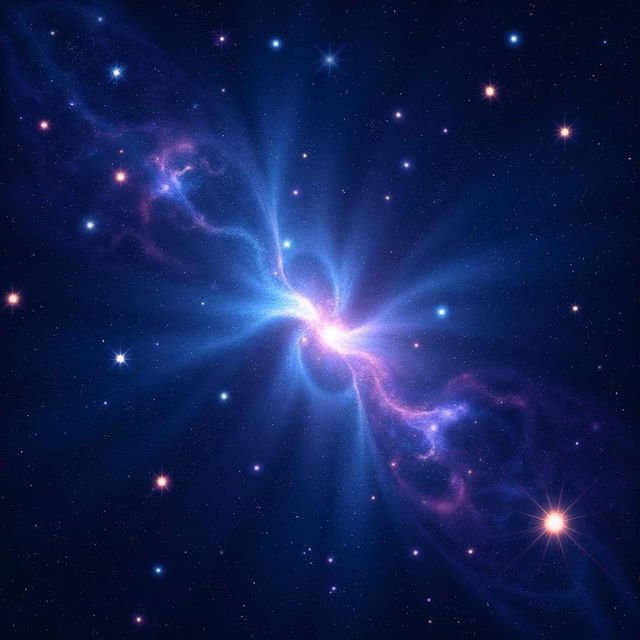 A vibrant digital art piece depicting a starry night sky, filled with countless twinkling stars and a deep, rich gradient of blues and purples