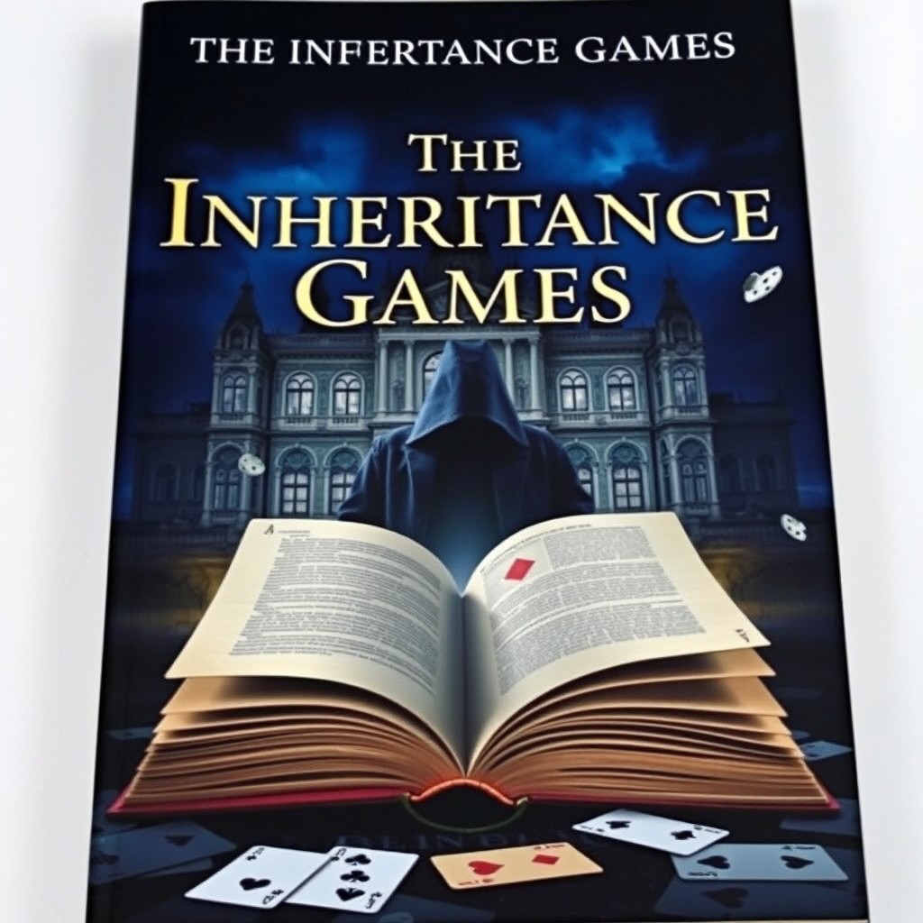 A captivating book cover for a mystery thriller titled 'The Inheritance Games'