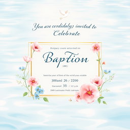 A beautifully designed baptism invitation featuring soft pastel colors