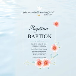 A beautifully designed baptism invitation featuring soft pastel colors