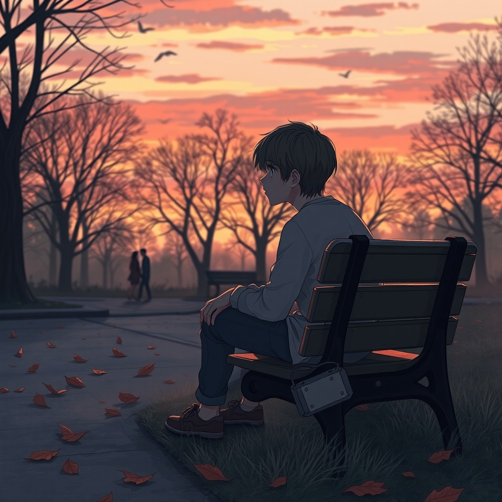 A poignant and introspective scene depicting the theme of unrequited love