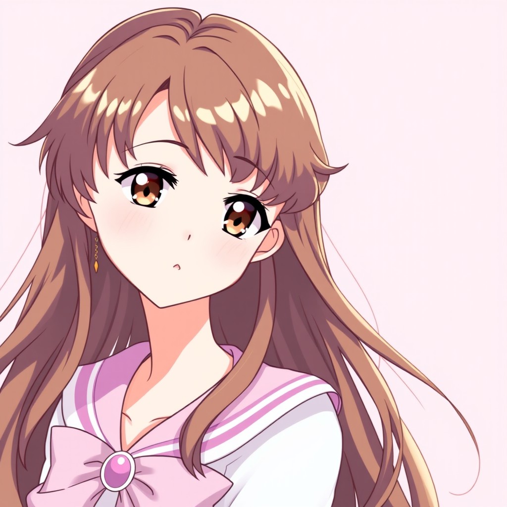 An original anime magical girl character inspired by Sailor Moon, featuring soft pink and lilac accents in her outfit