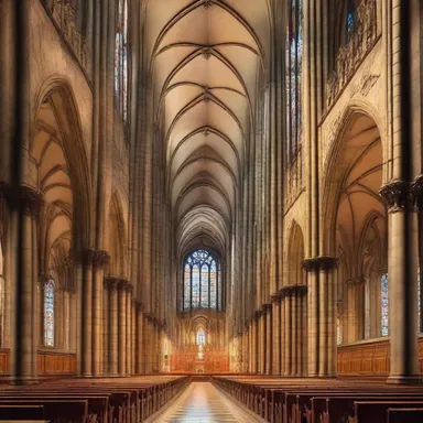 The cathedral's architecture was designed in a saintly style, with intricate stained glass windows and tall, majestic spires.