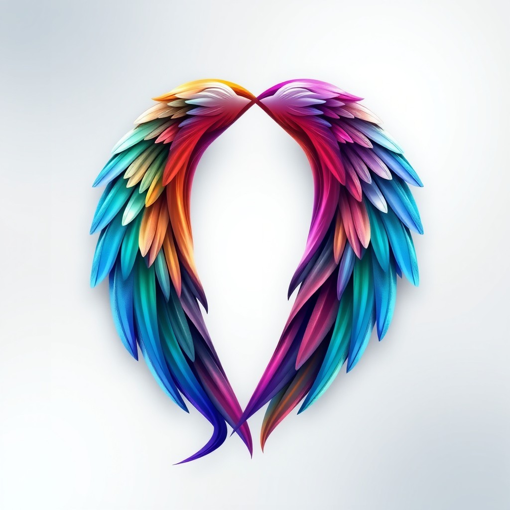 An abstract representation of two wings, styled as entwined loops, gracefully interweaving with each other