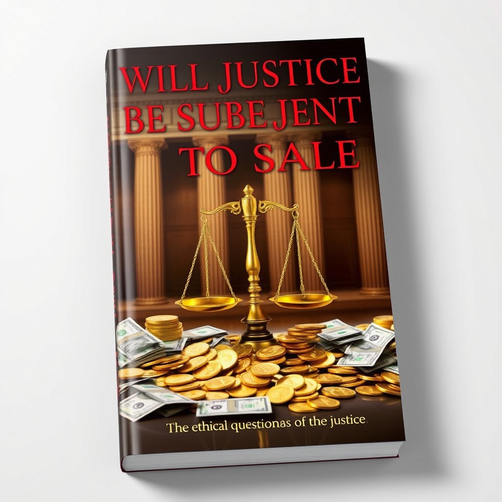 Will Justice Be Subject to Sale, a captivating book cover design that embodies the intricate balance between justice and commerce