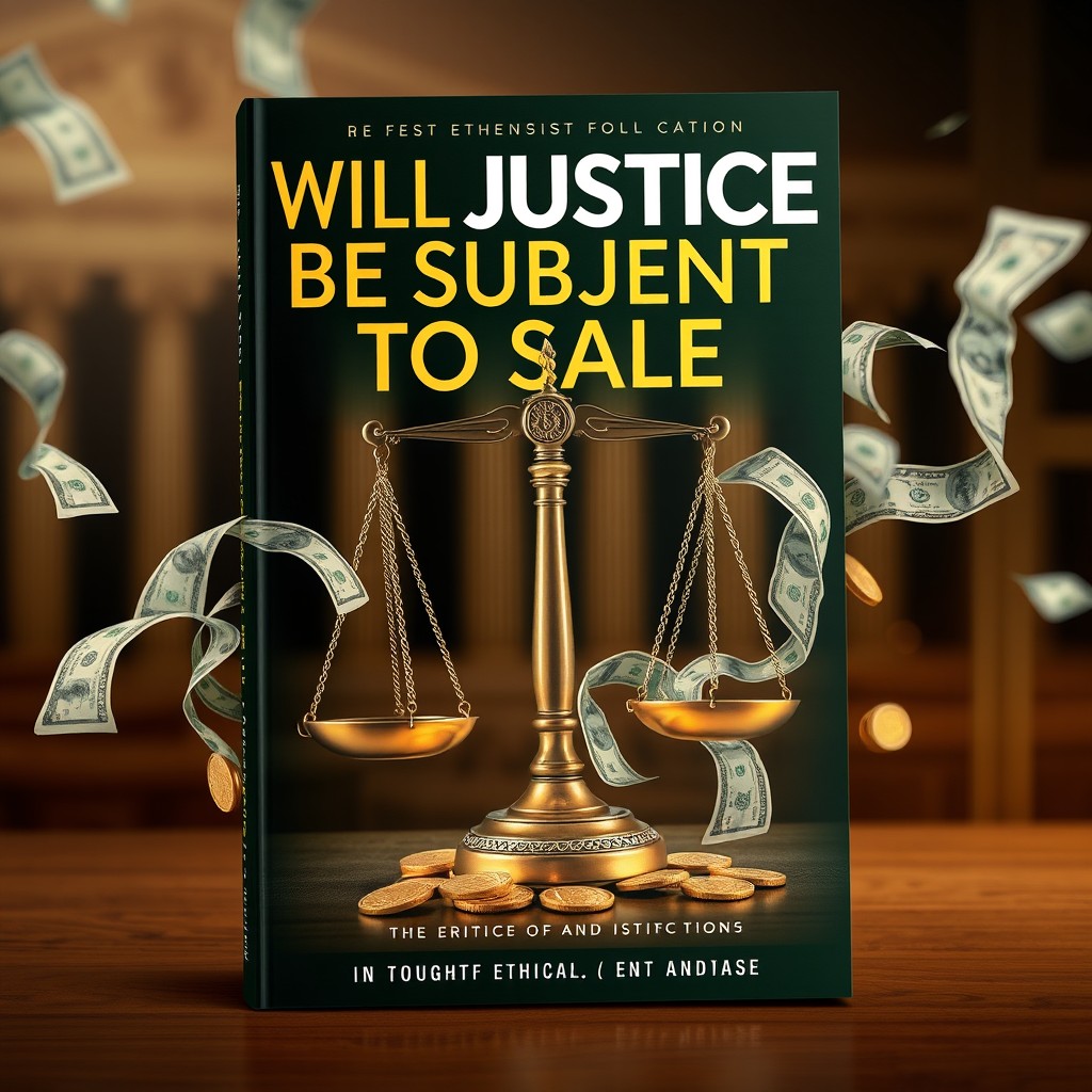 Will Justice Be Subject to Sale, an engaging book cover design that powerfully reflects the themes of justice and commerce