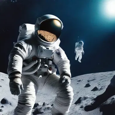 The astronaut in the science fiction movie calls for succor when his spaceship is stranded in deep space.