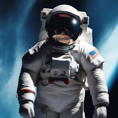 The astronaut in the science fiction movie calls for succor when his spaceship is stranded in deep space.
