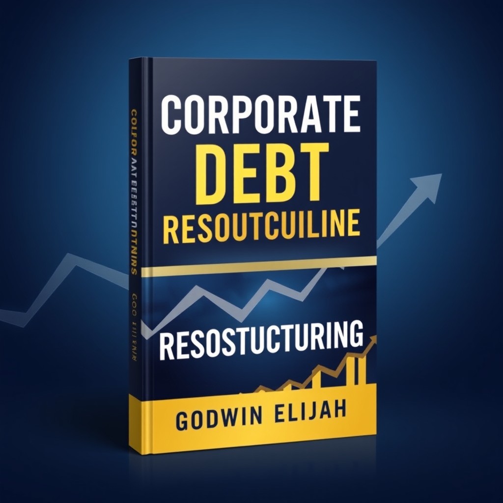 A high-quality, professional book cover design for a business/finance book titled "Corporate Debt Restructuring" by Godwin Elijah