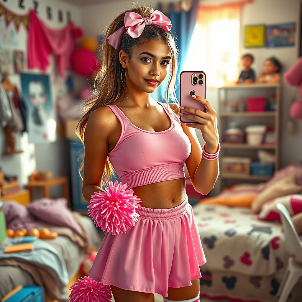 A stunning 18-year-old Arabic woman with a gorgeous thin and slender figure, featuring large breasts, a tiny waist, and very wide hips