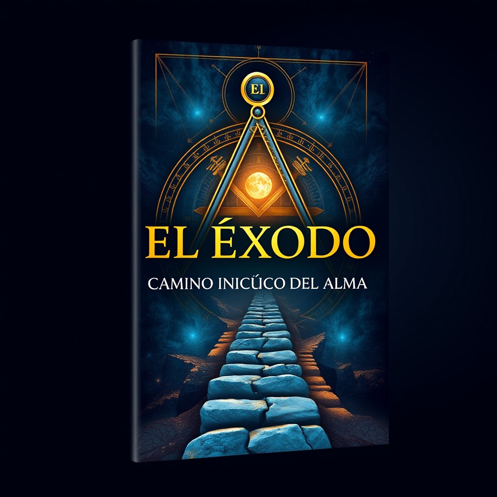 A compelling book cover design for 'EL ÉXODO: CAMINO INICIÁTICO DEL ALMA', showcasing a symbolic architecture that embodies the theme of inner transformation