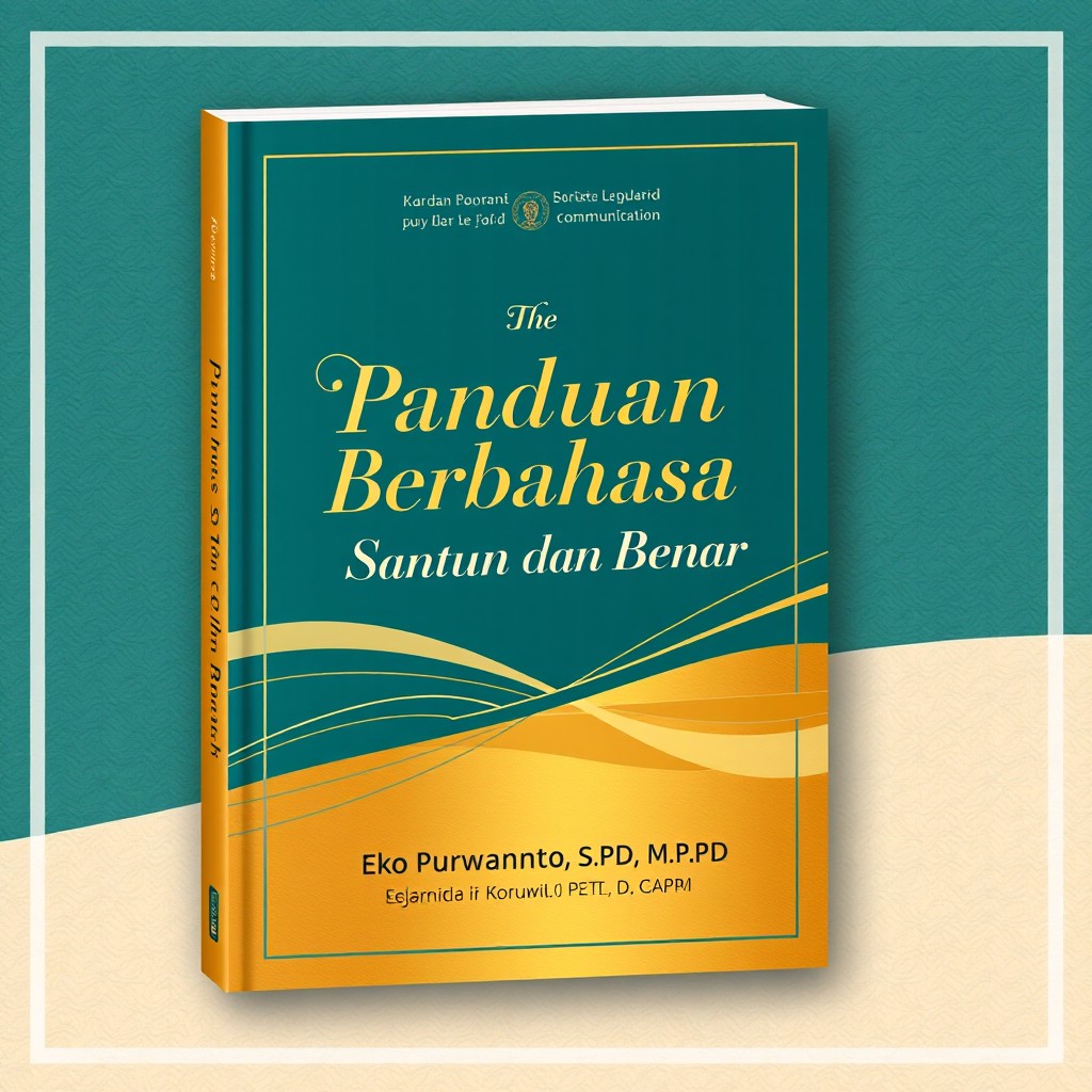 A sophisticated and professional book cover design for the guide titled 'Panduan Berbahasa Santun dan Benar' by Eko Purwanto Mooduto, S