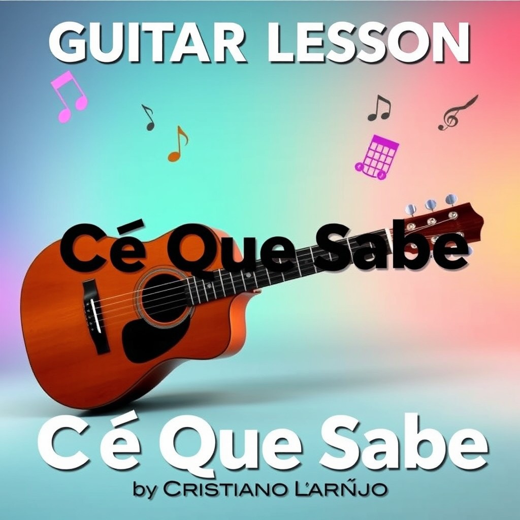 A striking thumbnail for a guitar lesson video featuring the song "Cê Que Sabe" by Cristiano Araújo