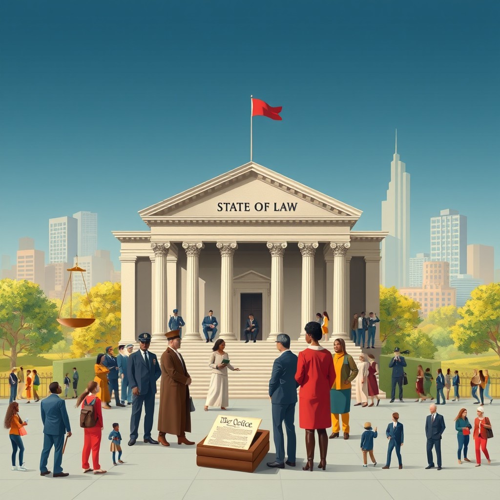 An abstract representation of the theory of state and law, illustrating the balance between authority and individual rights