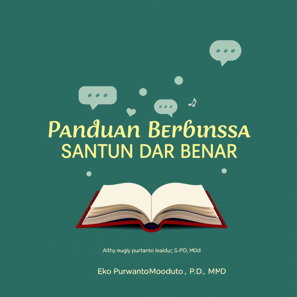 A creative and professional book cover design for the title "Panduan Berbahasa Santun Dan Benar oleh Eko Purwanto Mooduto, S