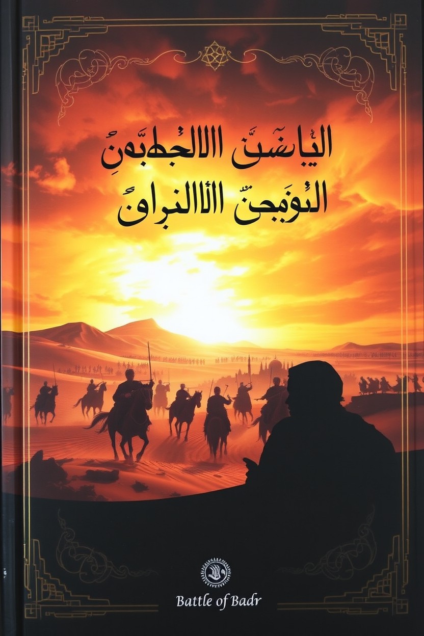 A book cover featuring the title 'تحمیل برجام به پیامبر (ص) در جنگ بدر و عاقبت آن در جنگ احد' artistically rendered in an elegant calligraphic font