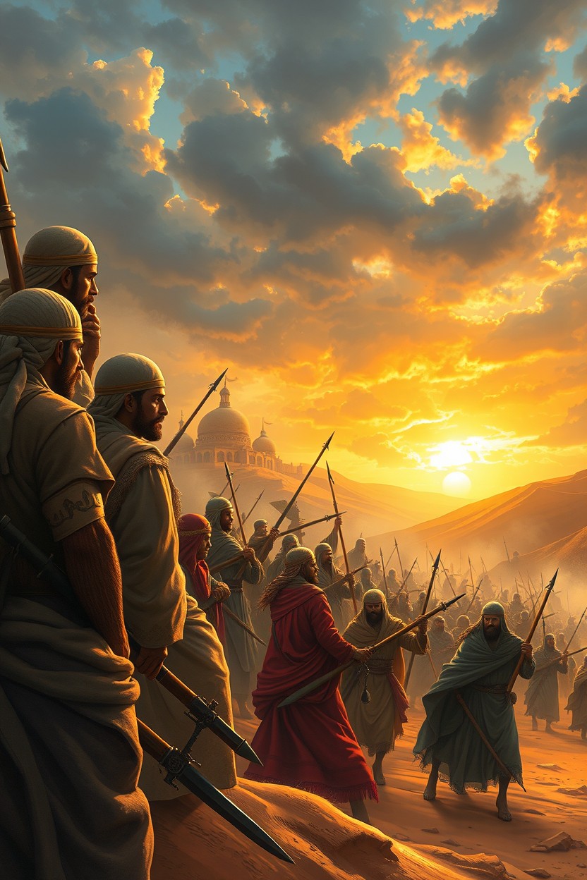 The portrayal of the Battle of Badr, highlighting the strategic decisions by Prophet Muhammad (PBUH) and how he faced challenges resembling a historical accord