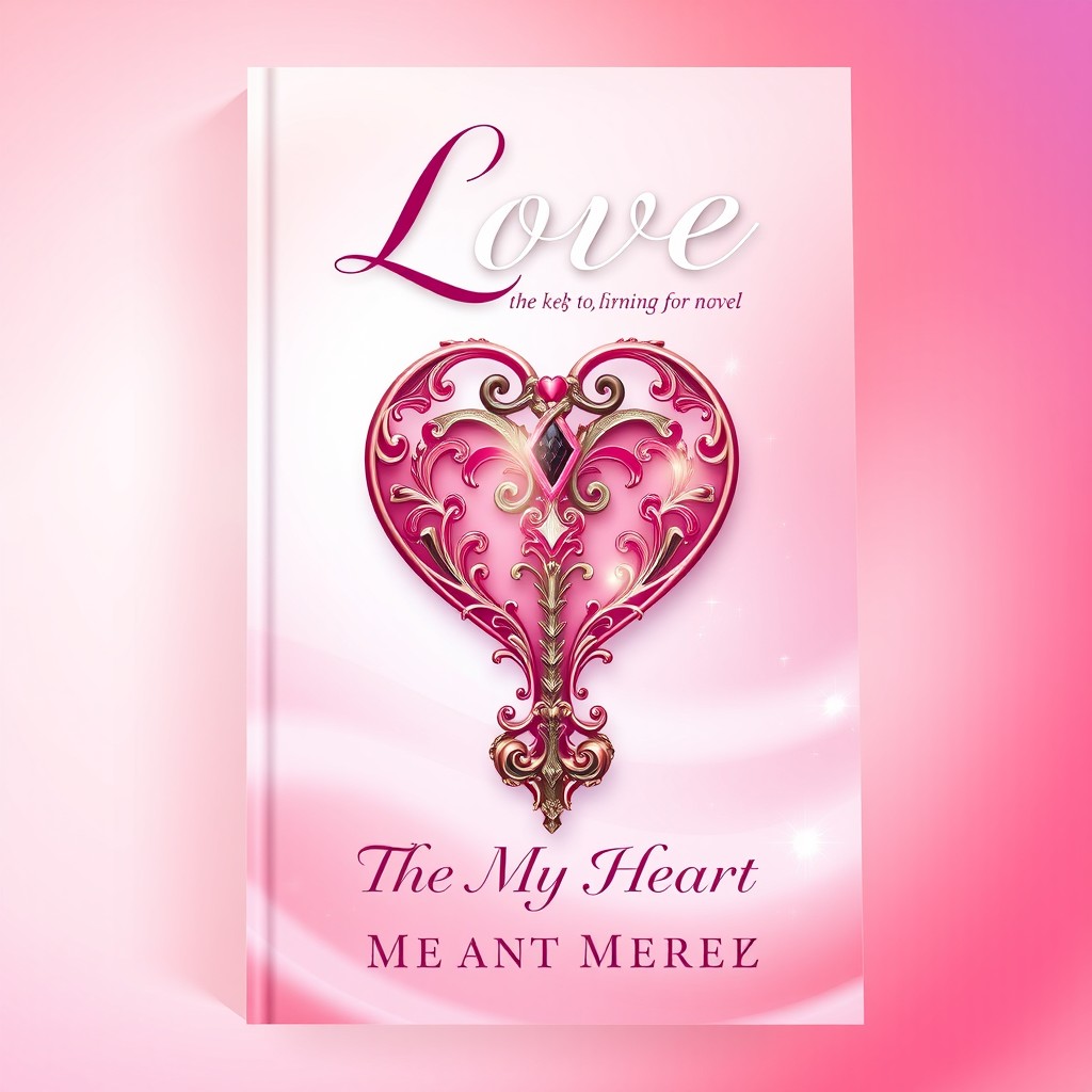 A stunning book cover design for a romantic novel titled 'Love: The Key to My Heart
