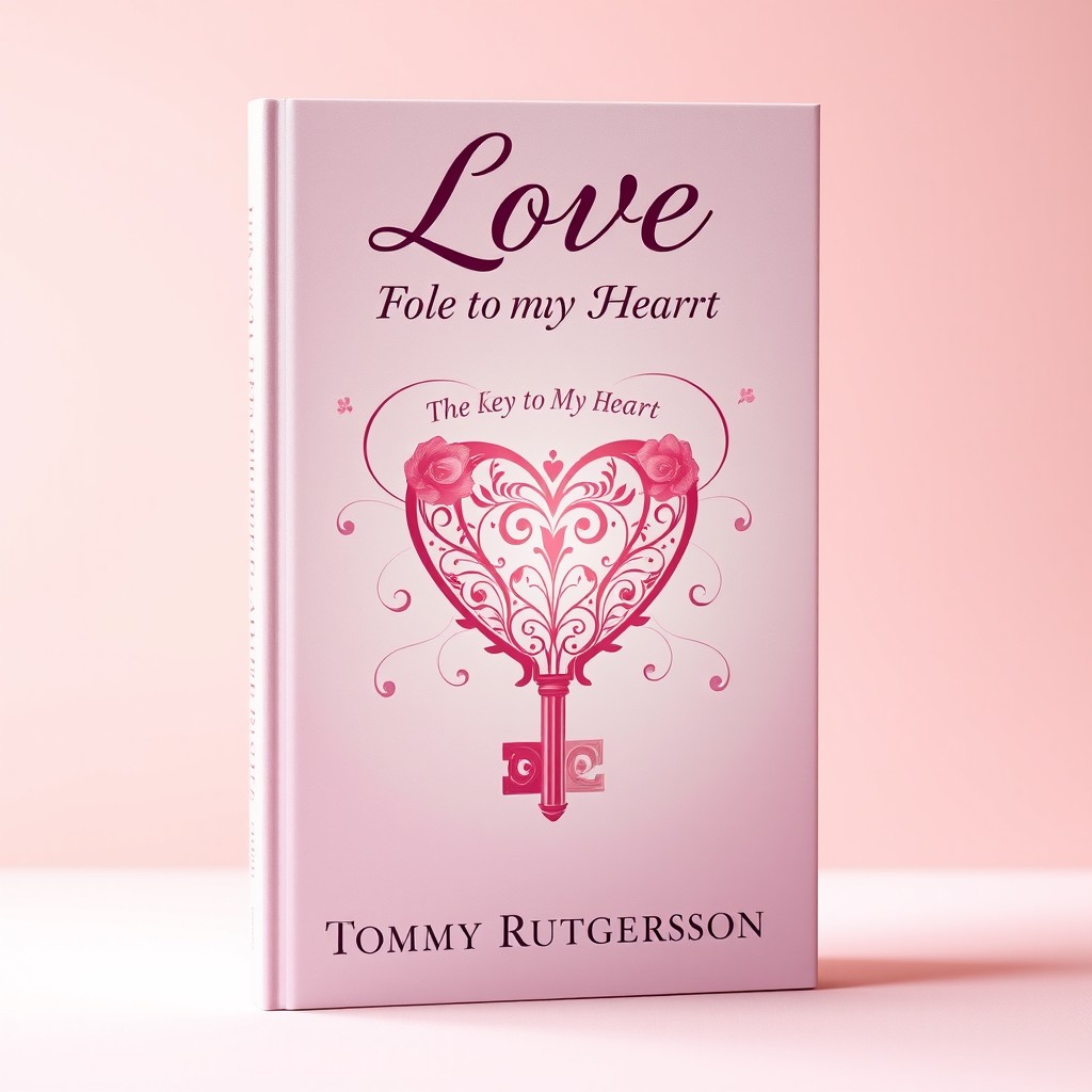 A charming book cover design for the romantic novel titled 'Love: The Key to My Heart' by Tommy Rutgersson
