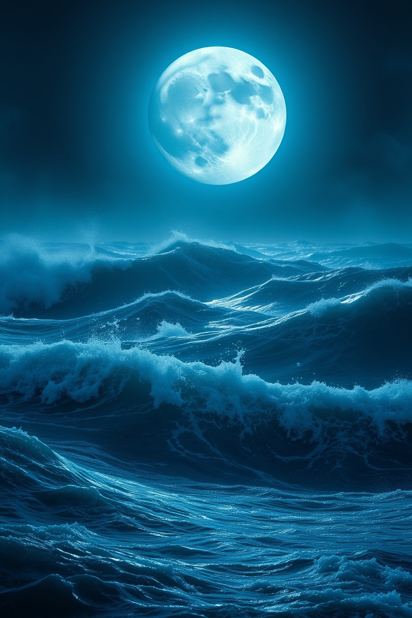 A colossal ocean in motion with gigantic, continuous waves crashing powerfully, splashes flying in slow motion