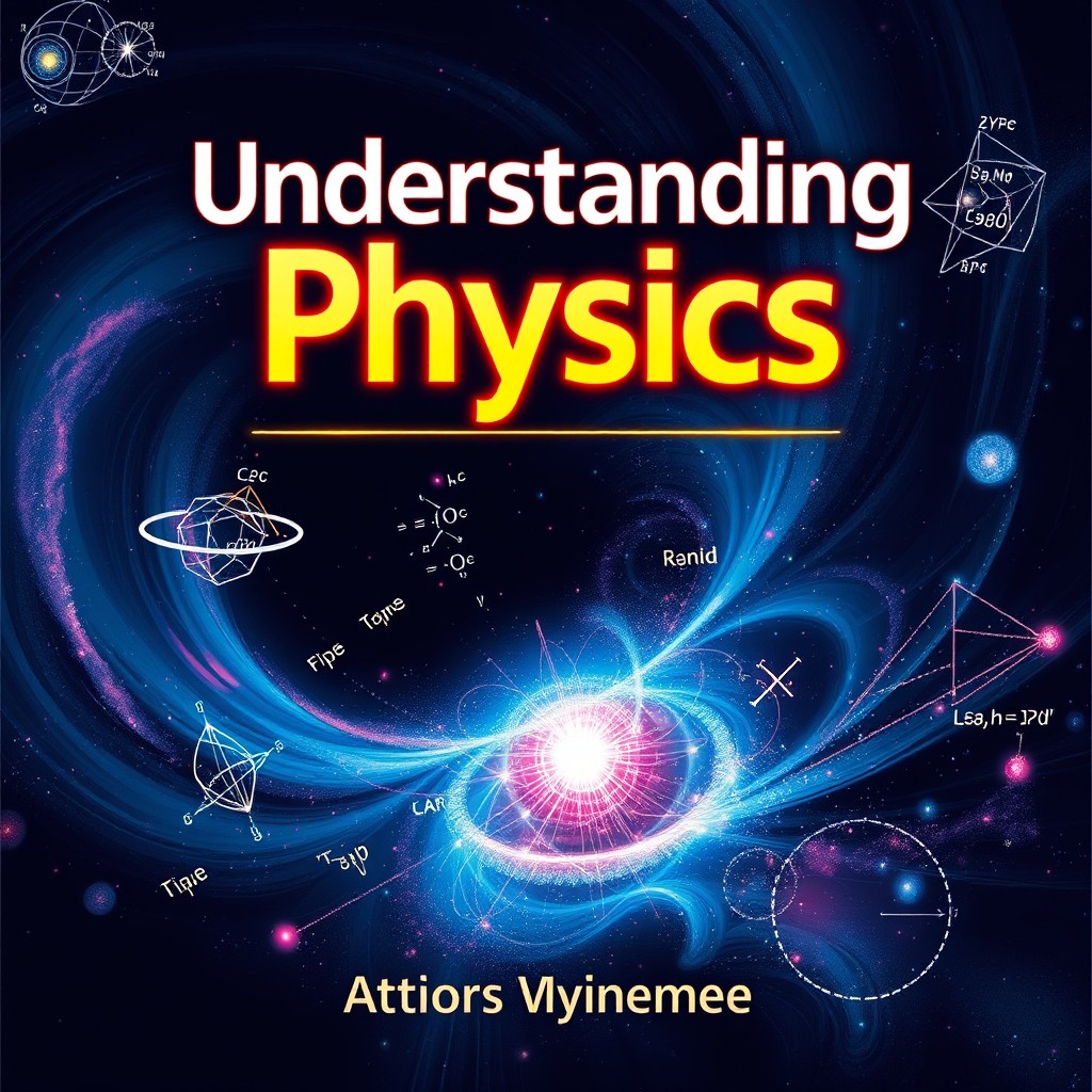 A captivating book cover for a physics textbook, featuring a modern and abstract design