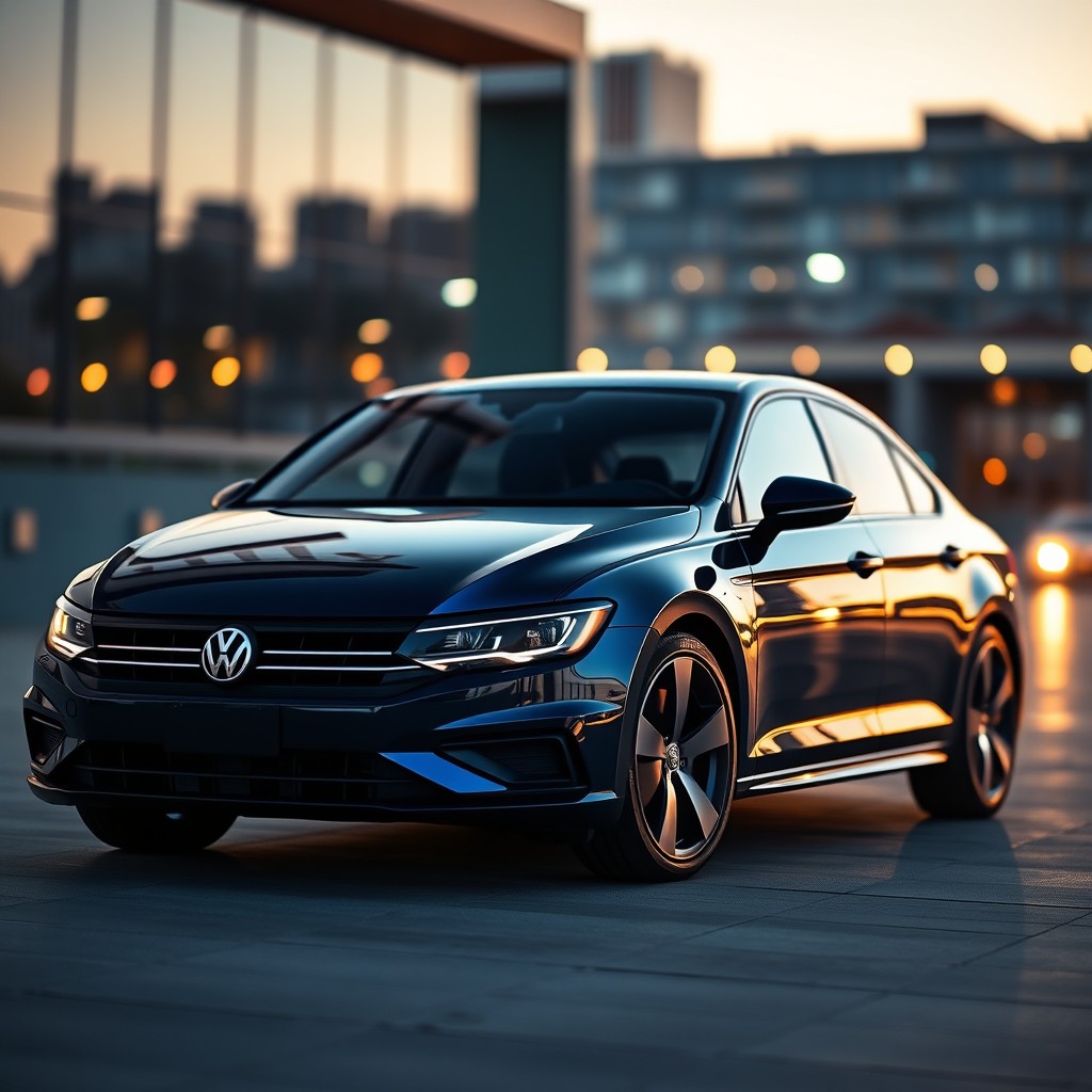A stunning black metallic Jetta A4 with a blue pearl finish, showcasing its sleek design and glossy exterior