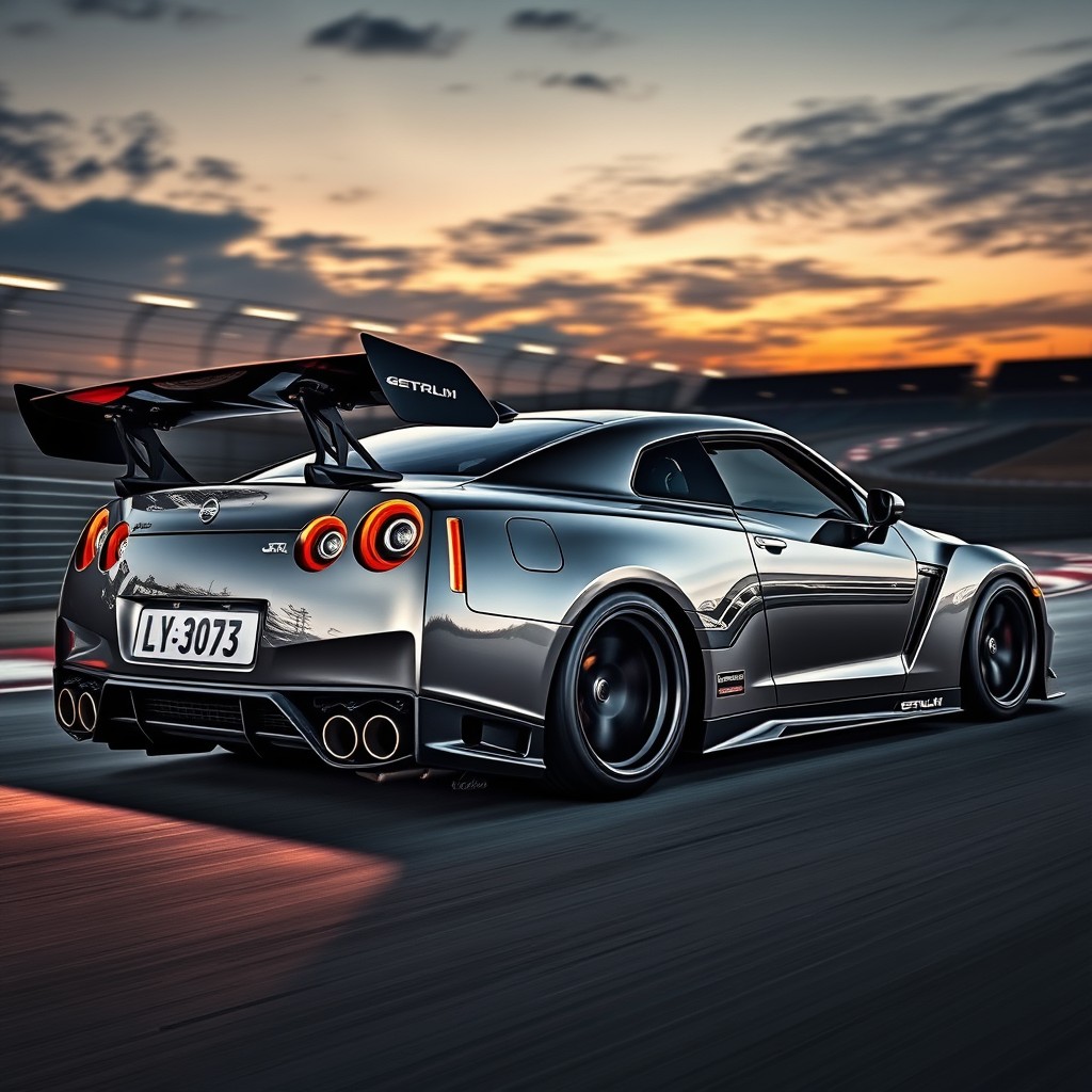 A stunning Nissan Skyline GTR JET R, showcasing its sleek aerodynamic design and aggressive stance