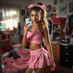 A stunning 18-year-old Arabic woman with an alluringly thin and slender figure, featuring large breasts, a tiny waist, and very wide hips