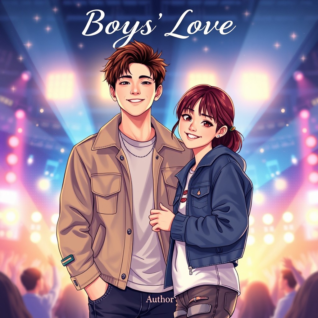 A captivating book cover for a BL (Boys' Love) novel featuring a charismatic Korean idol and an enthusiastic fan