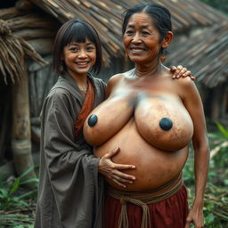 In a medieval Indonesian village, a young woman, very short and emaciated with rotten teeth, is dressed in a long, fully closed Buddhist robe