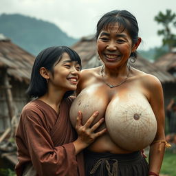 In a medieval Indonesian village, a young woman, very short and emaciated with rotten teeth, is dressed in a long, fully closed Buddhist robe
