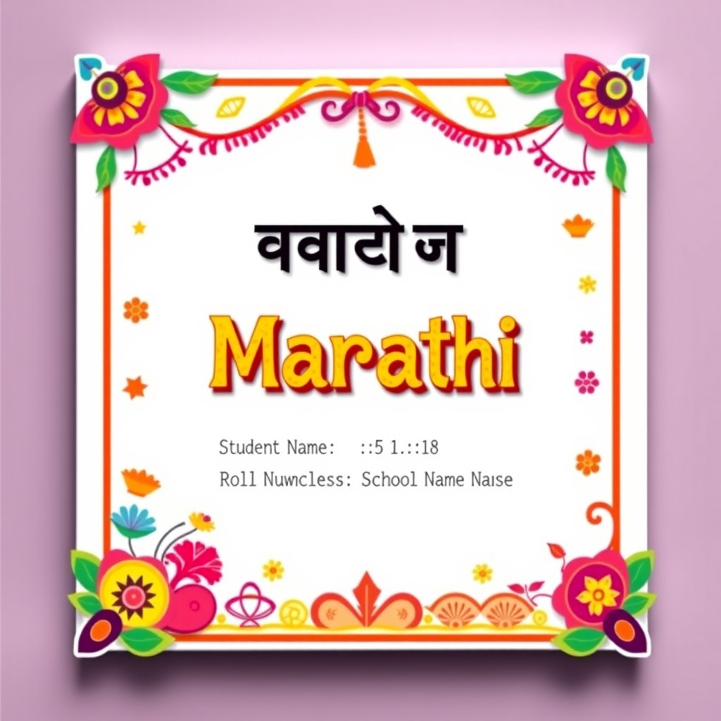 A vibrant and artistic cover page design for a Marathi project, featuring an animated and colorful border that enhances the overall aesthetic
