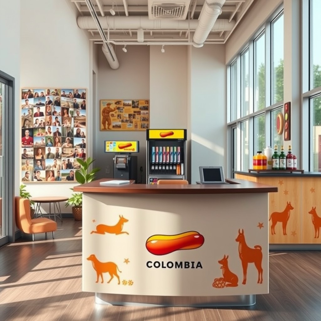 A spacious yet cozy interior design for a business, featuring ample natural light