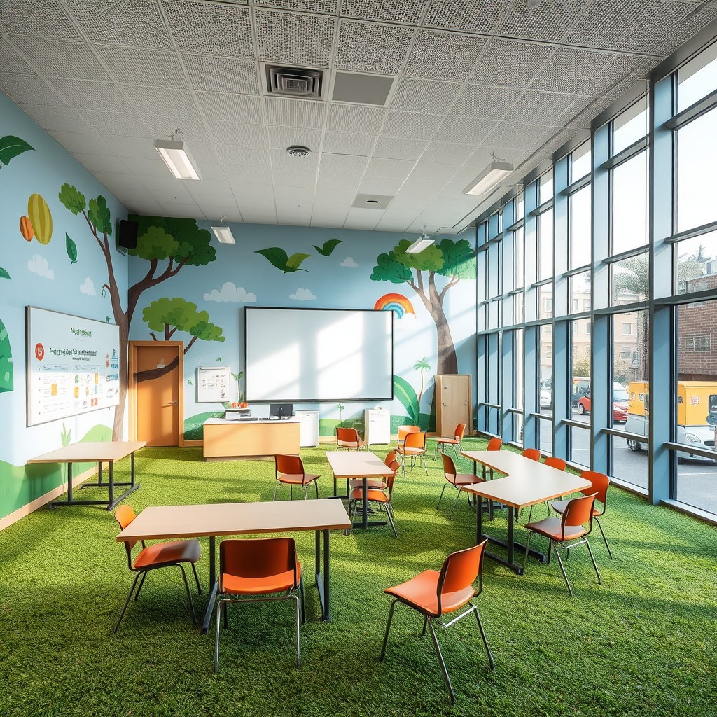 A creative design for a multifunctional space that serves as a small auditorium and an innovative educational area
