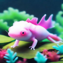 An image of a cute and colorful axolotl