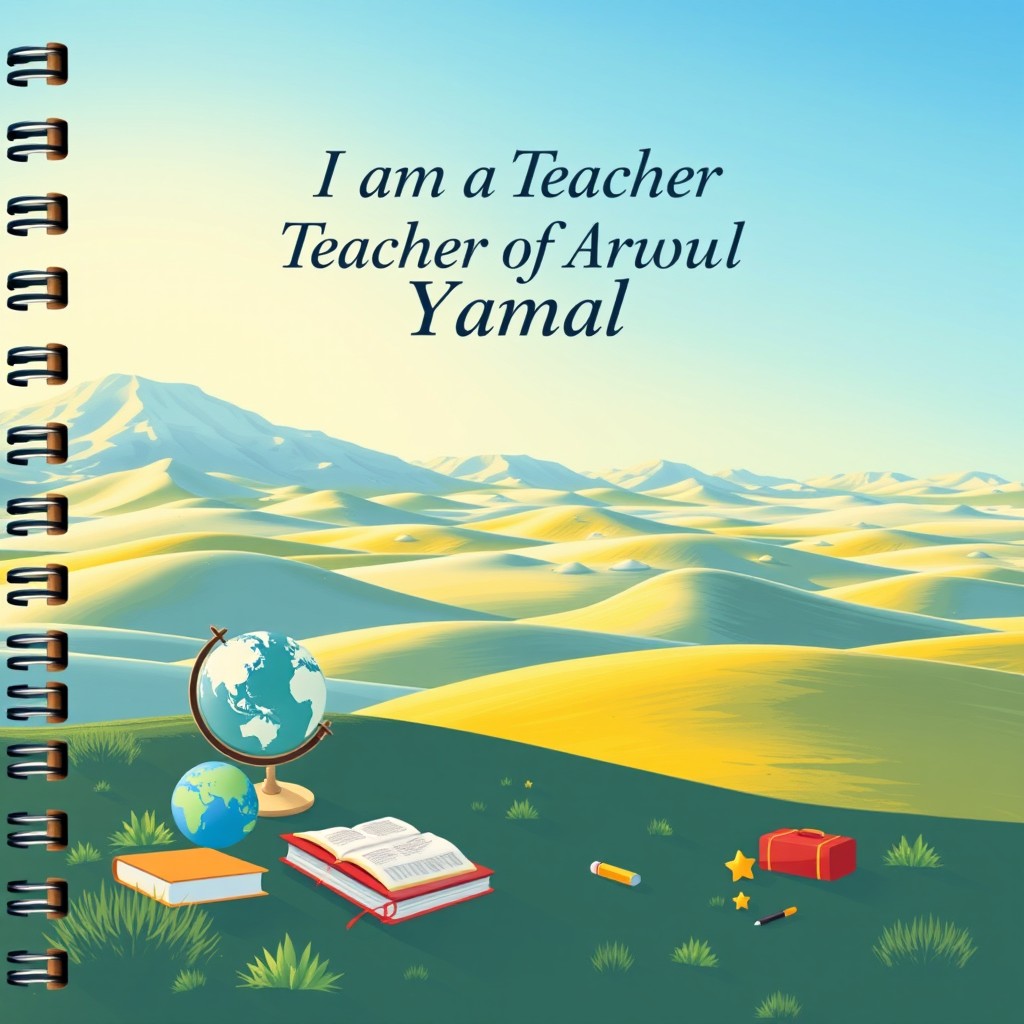 A vibrant and inspiring cover design for a daily planner titled "I am a Teacher of Yamal"