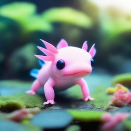 An image of a cute and colorful axolotl